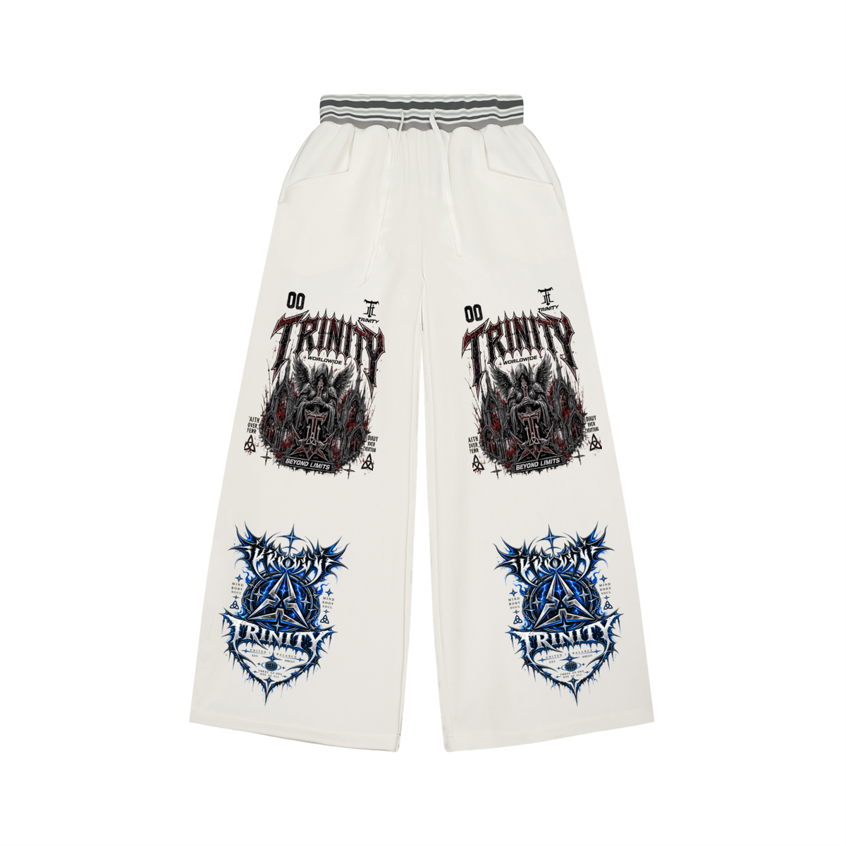 TRINITY Striped Waist Wide Leg Pants
