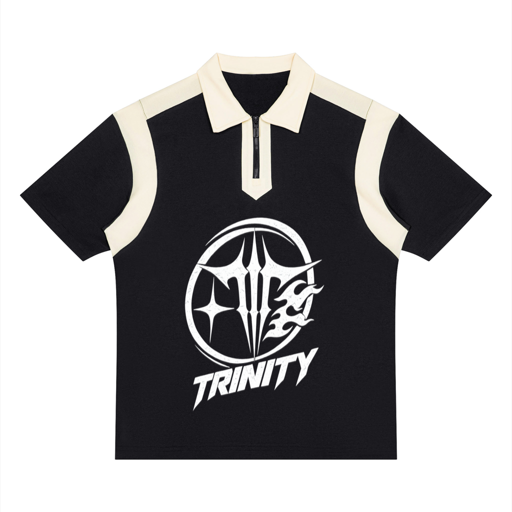 TRINITY Unisex Color Block Quarter Zip Polo Shirt