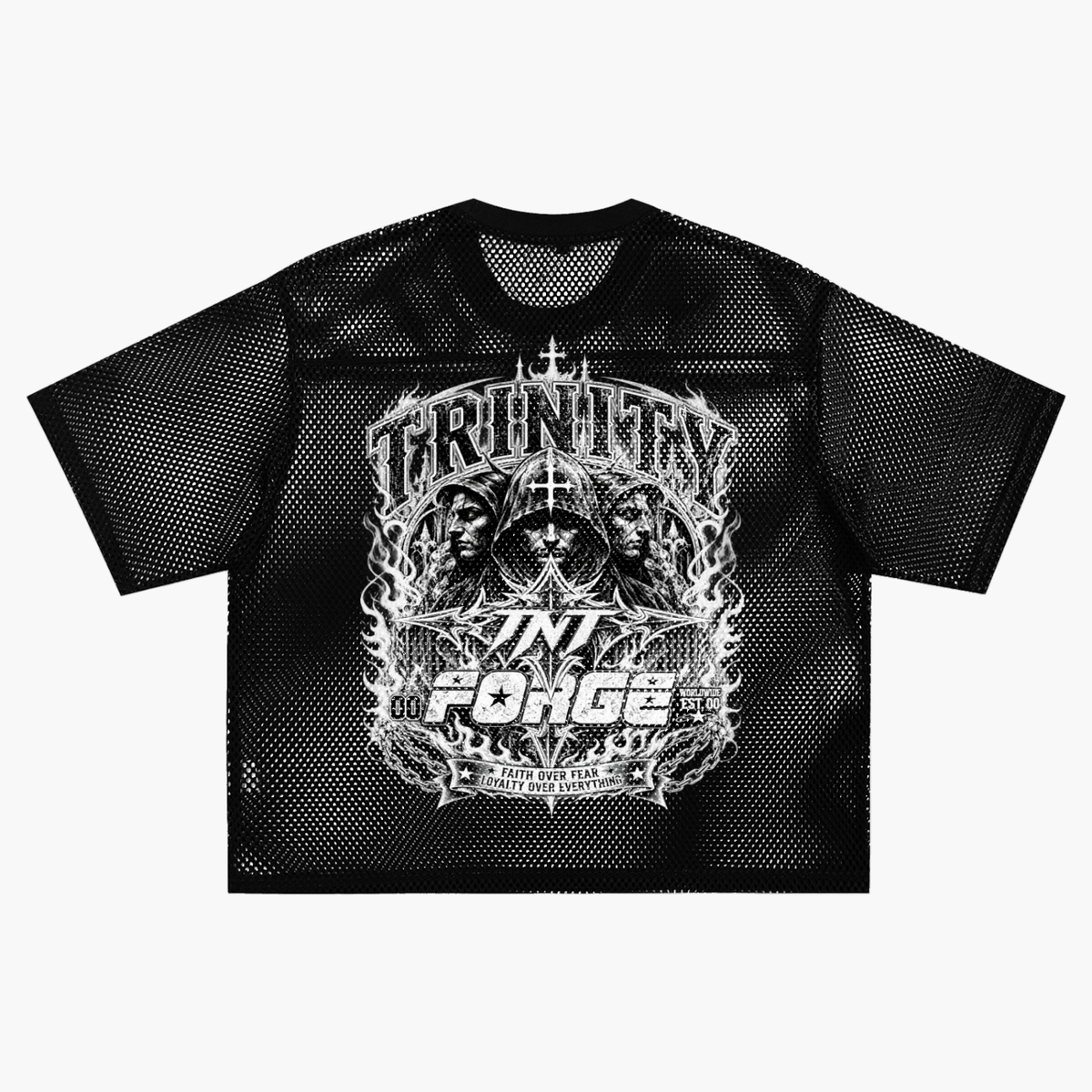 TRINITY See-through Boxy Net T-Shirt