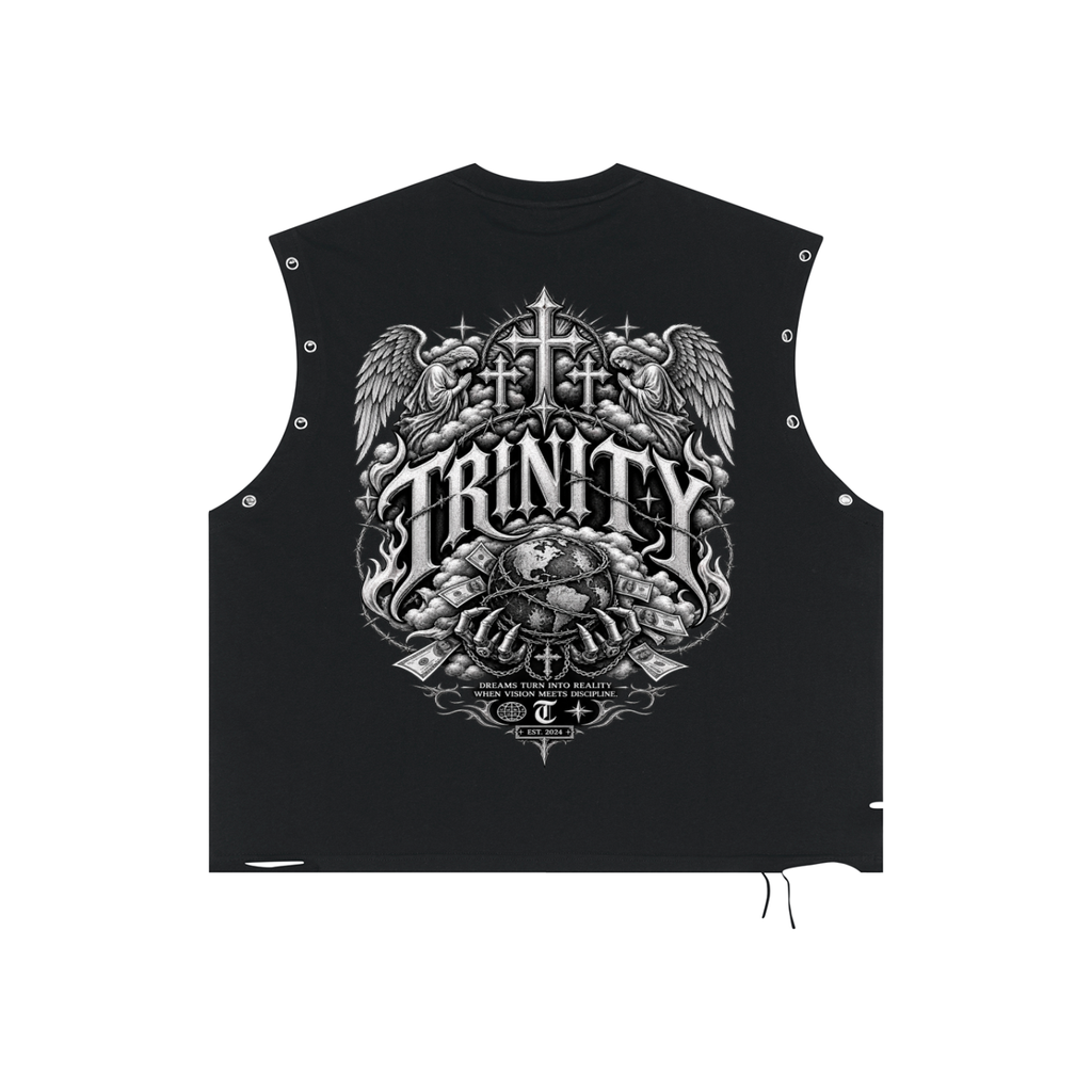 TRINITY Distressed Grommet Eyelet Tank Top