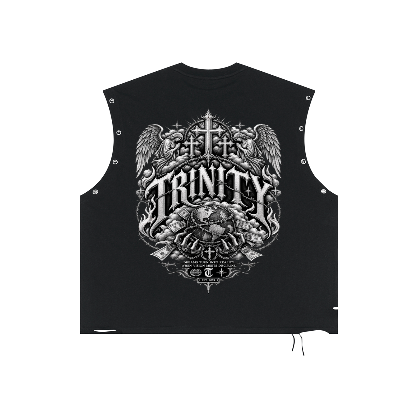 TRINITY Distressed Grommet Eyelet Tank Top