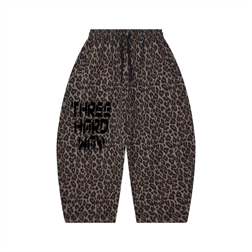 TRINITY X MIDNIGHT AURA Unisex Leopard Barrel Leg Sweatpants