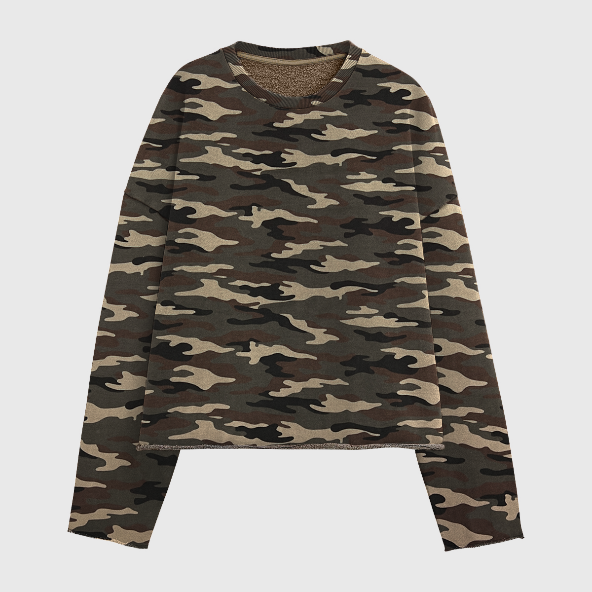 TRINITY Unisex Heavyweight Camo Cropped Crewneck Sweatshirt (420GSM)