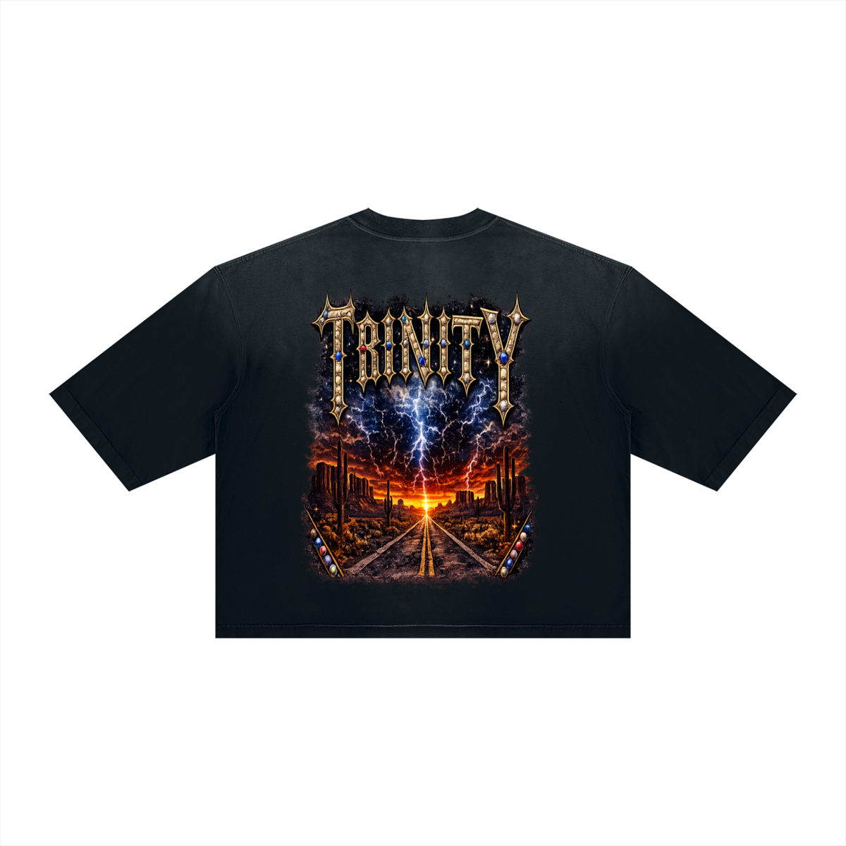 TRINITY Unisex Vintage Wash Sunfade Boxy T-Shirt