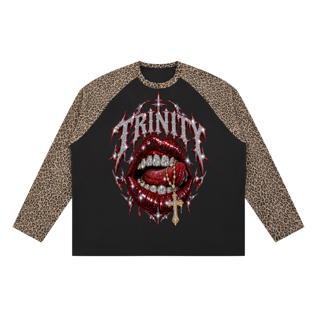 TRINITY Unisex Leopard Panel Raglan Sleeve T-Shirt