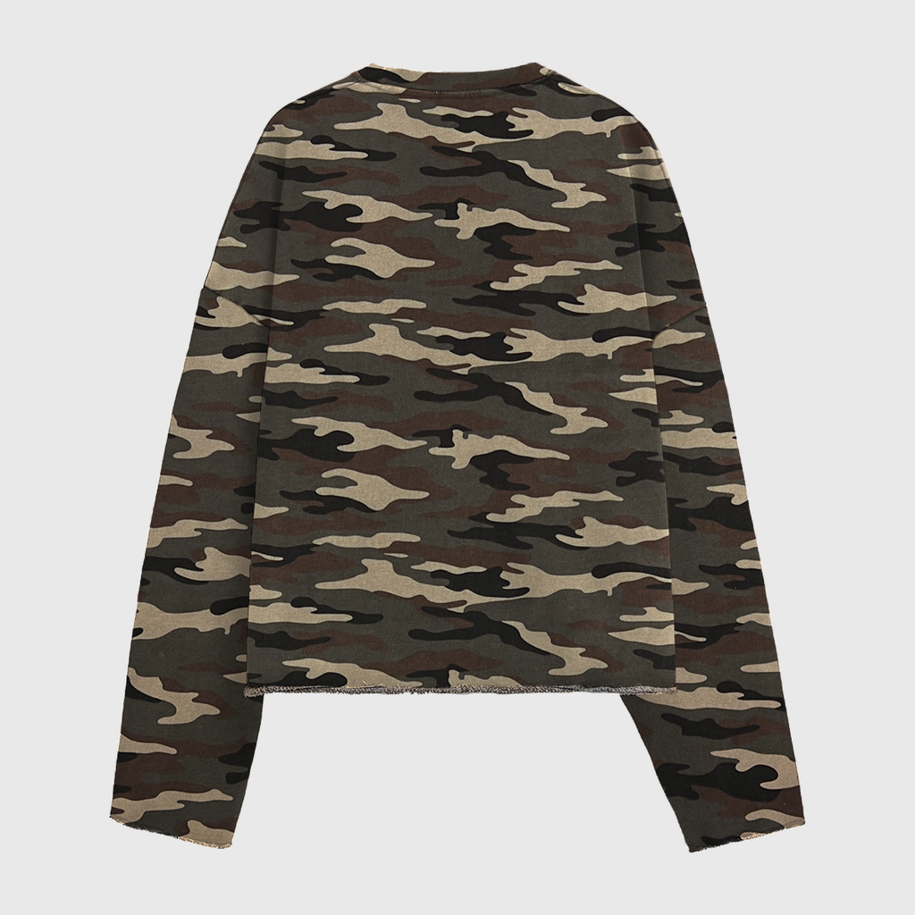 Unisex Heavyweight Camo Cropped Crewneck Sweatshirt (420GSM)