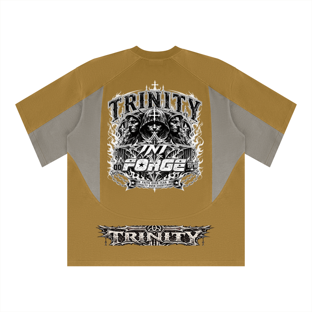 TRINITY X MIDNIGHT AURA Unisex Color Block Paneling T-Shirt