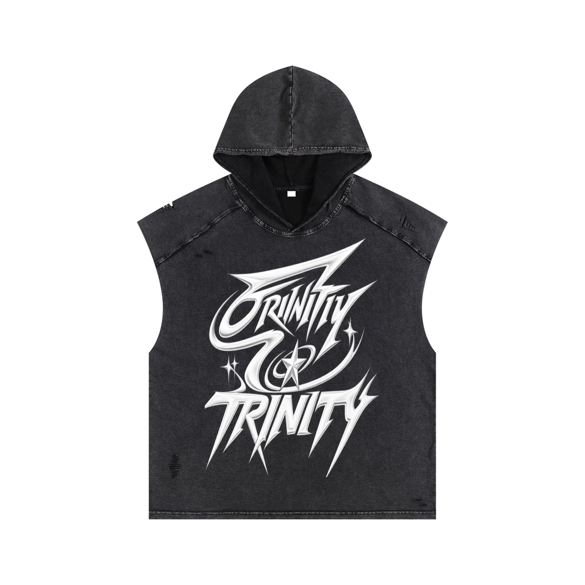 TRINITY Snow Washed Boxy Hooded Tank Top