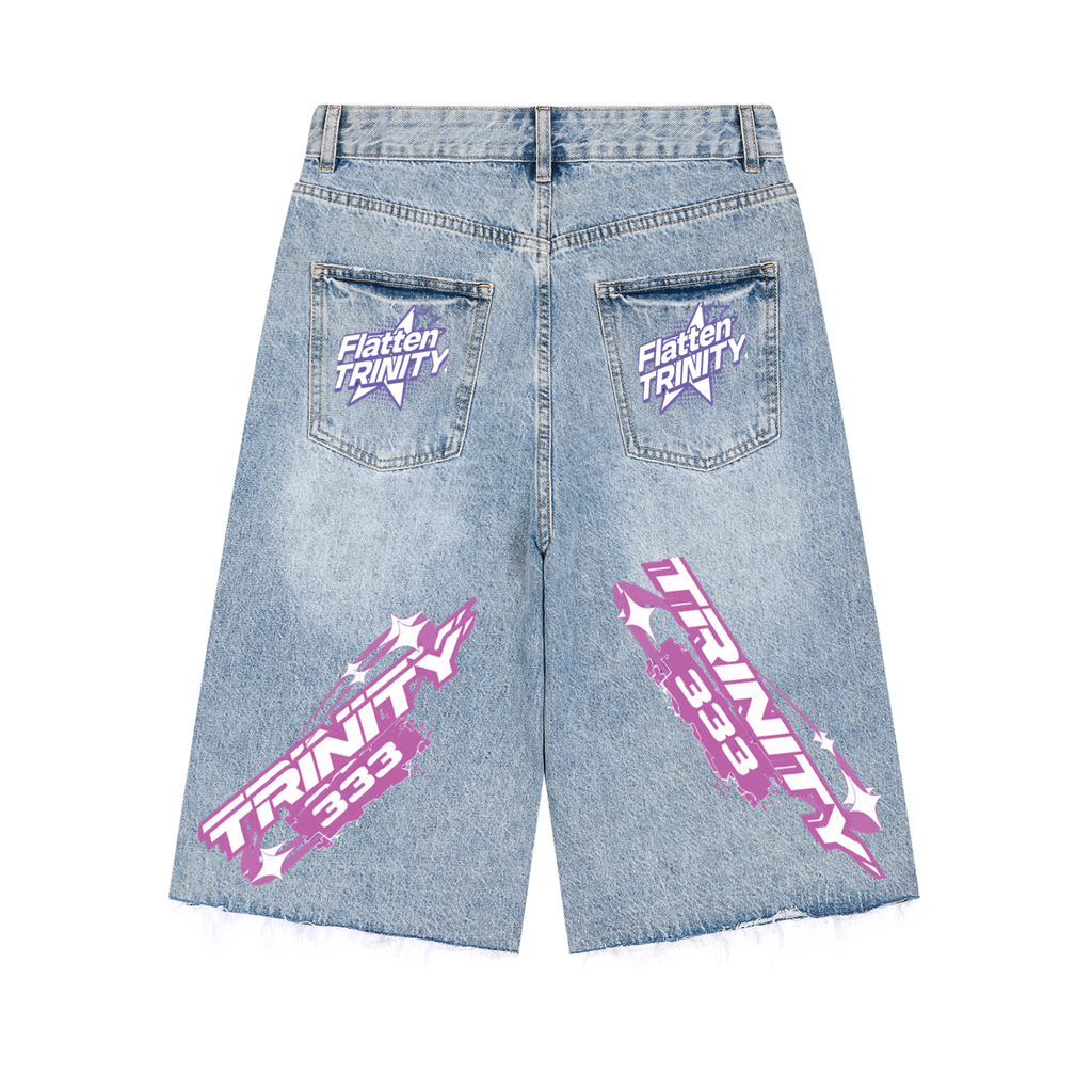 TRINITY Men’s Vintage Wide Leg Denim Shorts