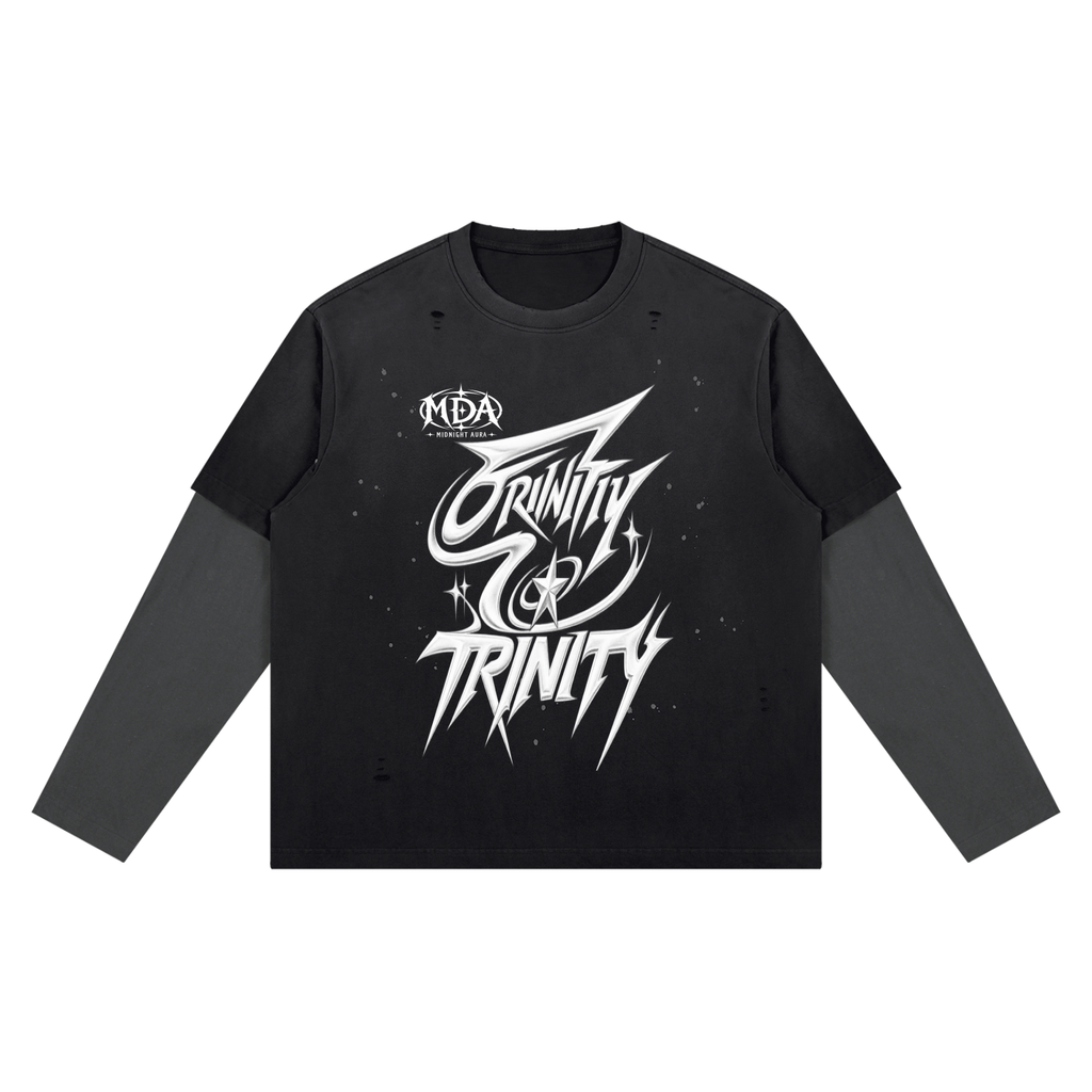 TRINITY Unisex Vintage Wash Distressed Layer T-Shirt