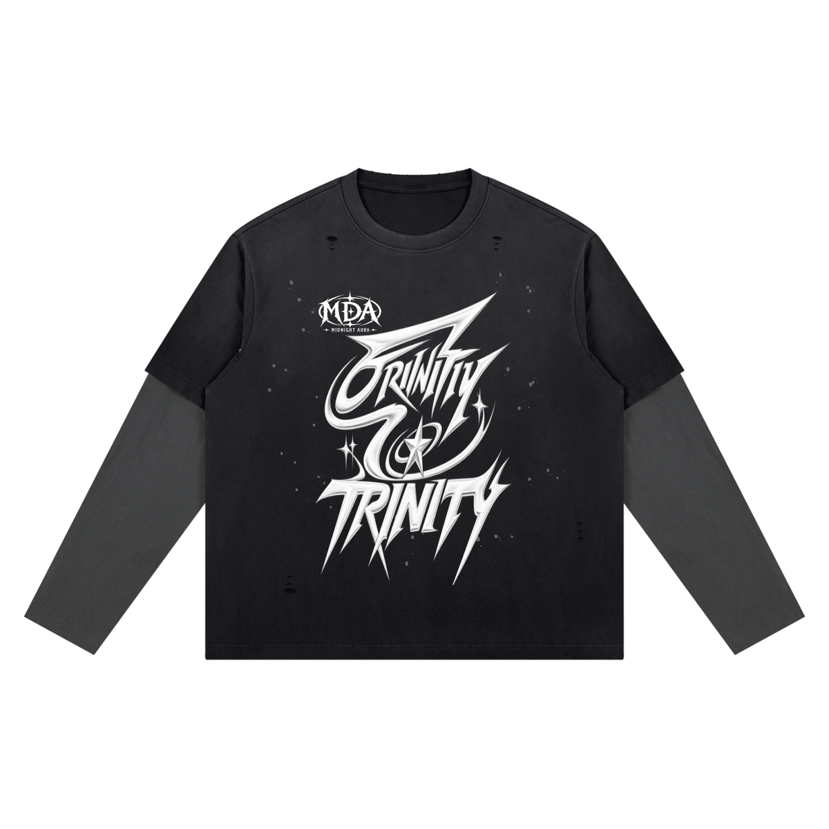 TRINITY Unisex Vintage Wash Distressed Layer T-Shirt
