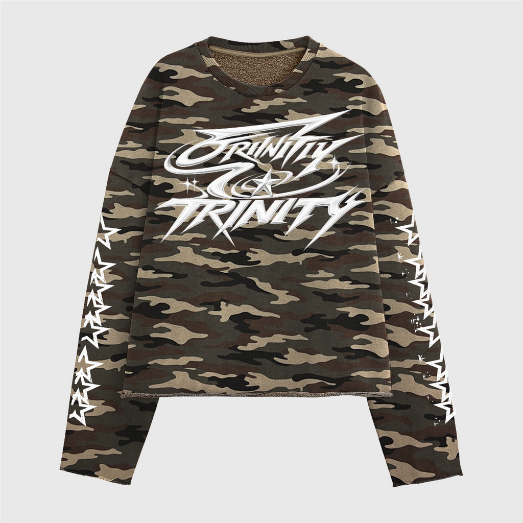 TRINITY Unisex Heavyweight Camo Cropped Crewneck Sweatshirt (420GSM)