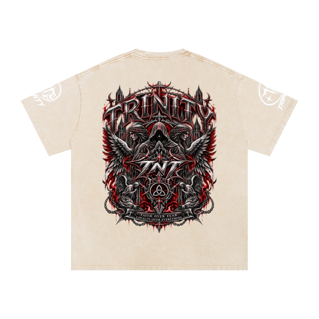 TRINITY Snow Washed Oversized Cotton T-Shirt