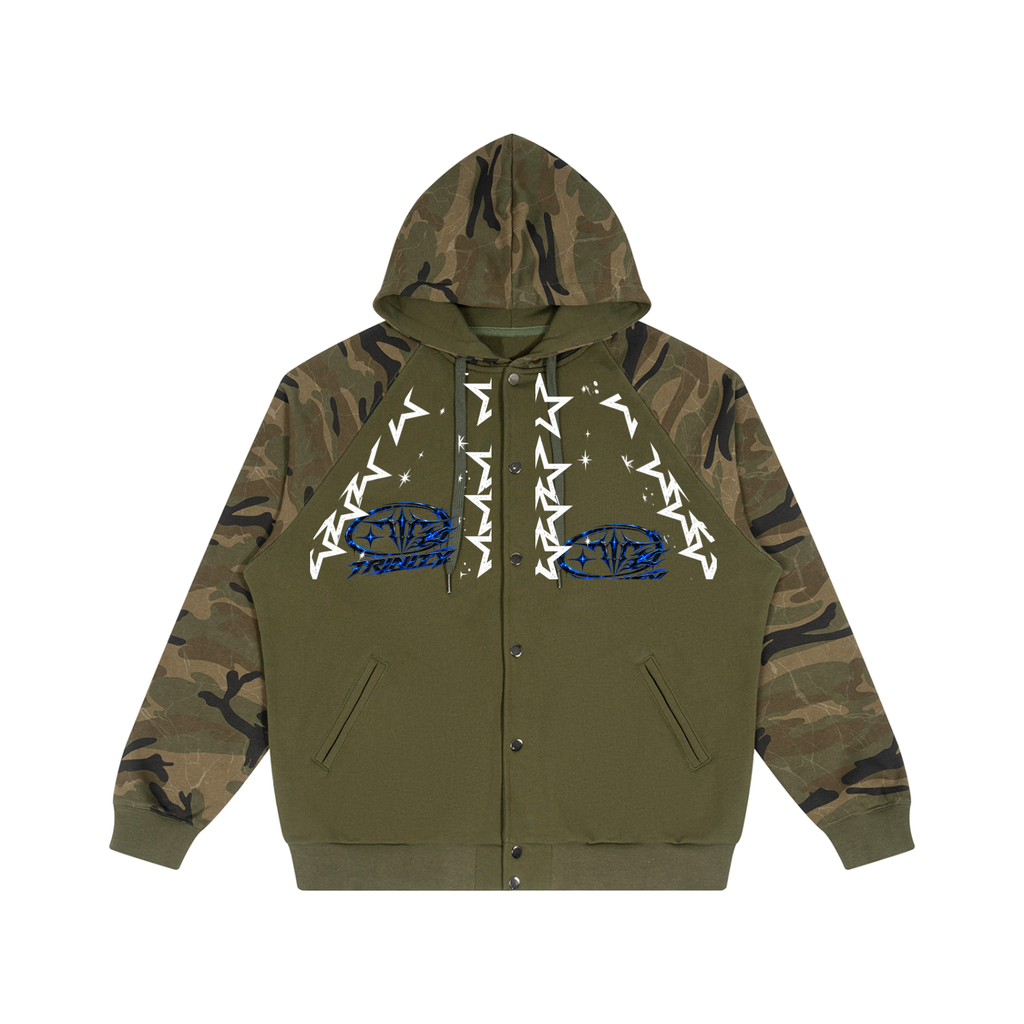 TRINITY Unisex Camo-Splice Raglan Zip Hoodie