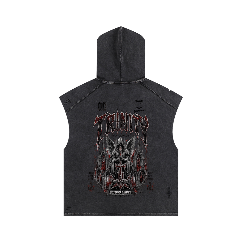 TRINITY Snow Washed Boxy Hooded Tank Top