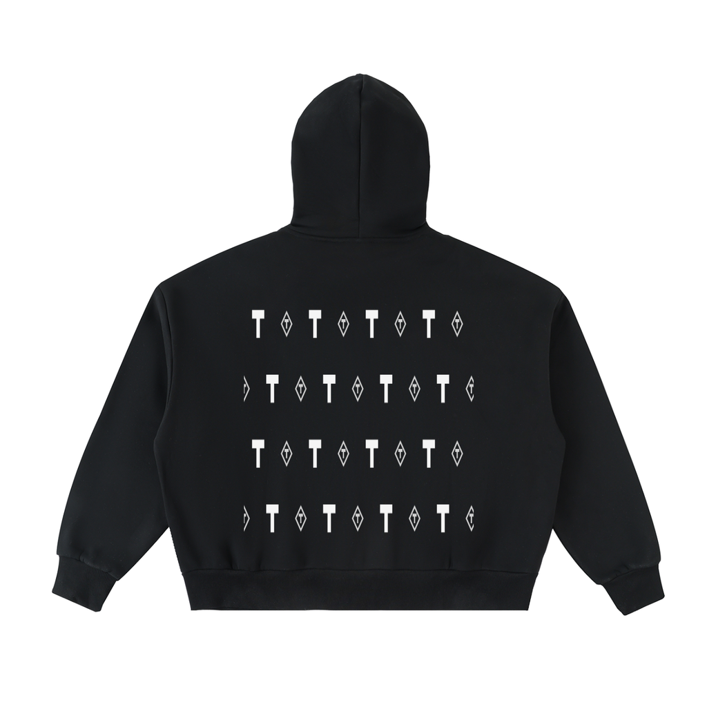 TRINITY X MIDNIGHT AURA Fleeced Full-Zip Boxy Hoodie