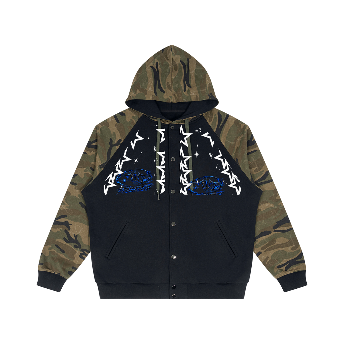 TRINITY Unisex Camo-Splice Raglan Zip Hoodie