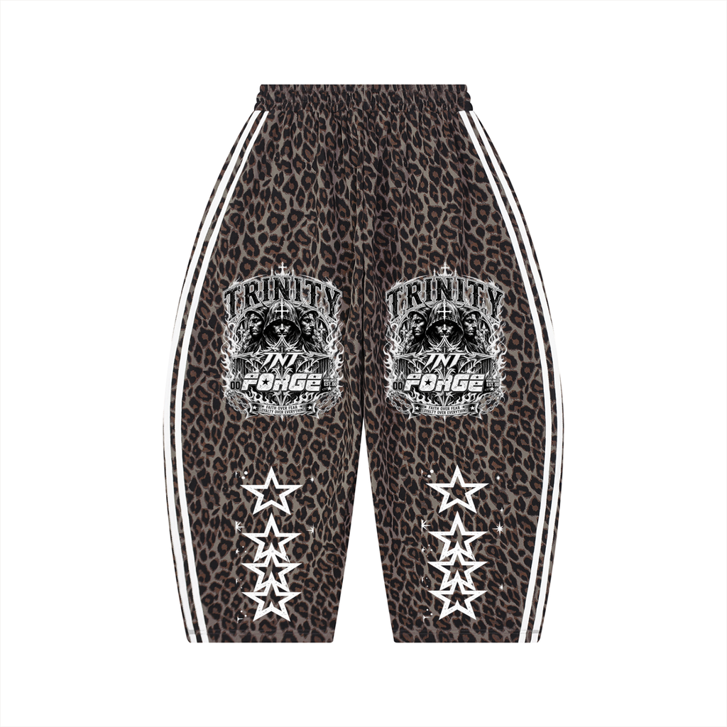 TRINITY X MIDNIGHT AURA Unisex Leopard Barrel Leg Sweatpants