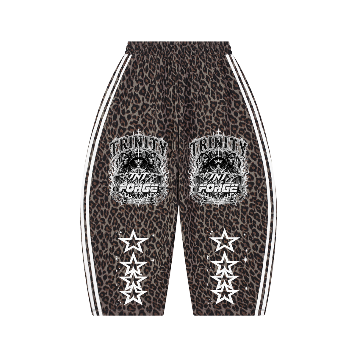TRINITY X MIDNIGHT AURA Unisex Leopard Barrel Leg Sweatpants