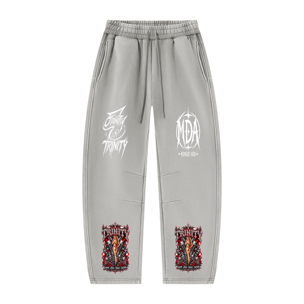 TRINITY Unisex Vintage Wash Barrel Leg Fleece Sweatpants