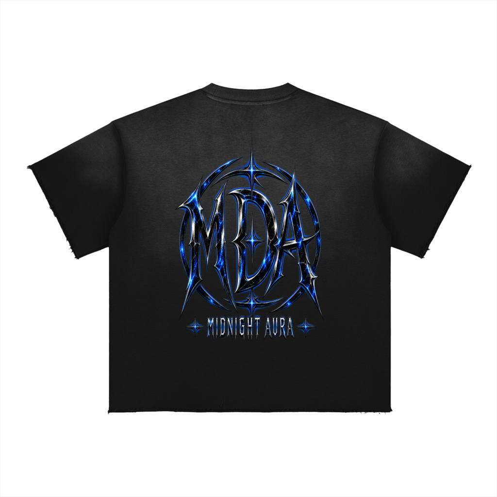 TRINITY MIDNIGHT AURA Sun Fade Raw Edge T-Shirt
