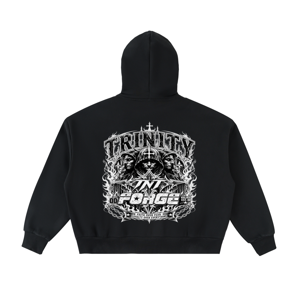 TRINITY X MIDNIGHT AURA Fleeced Full-Zip Boxy Hoodie