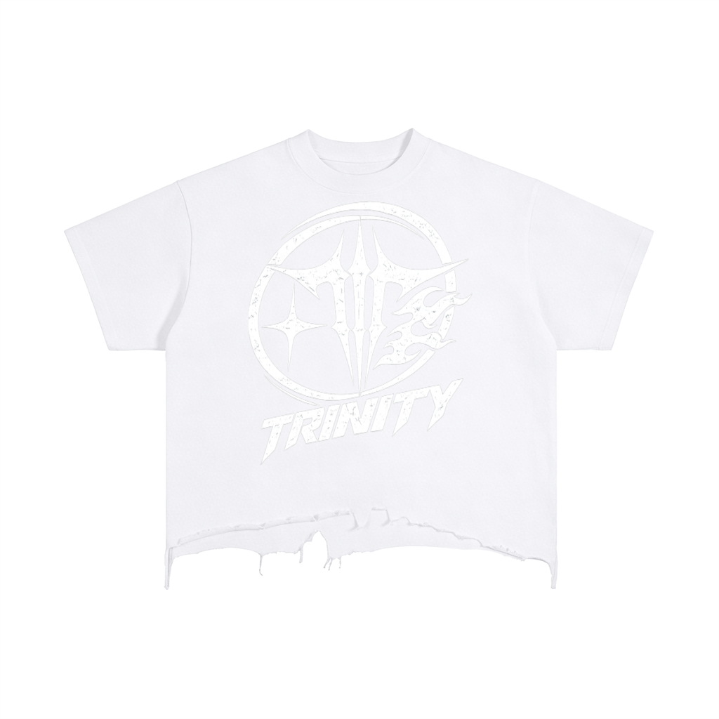TRINITY Vintage Wash Boxy Distressed Hem T-Shirt