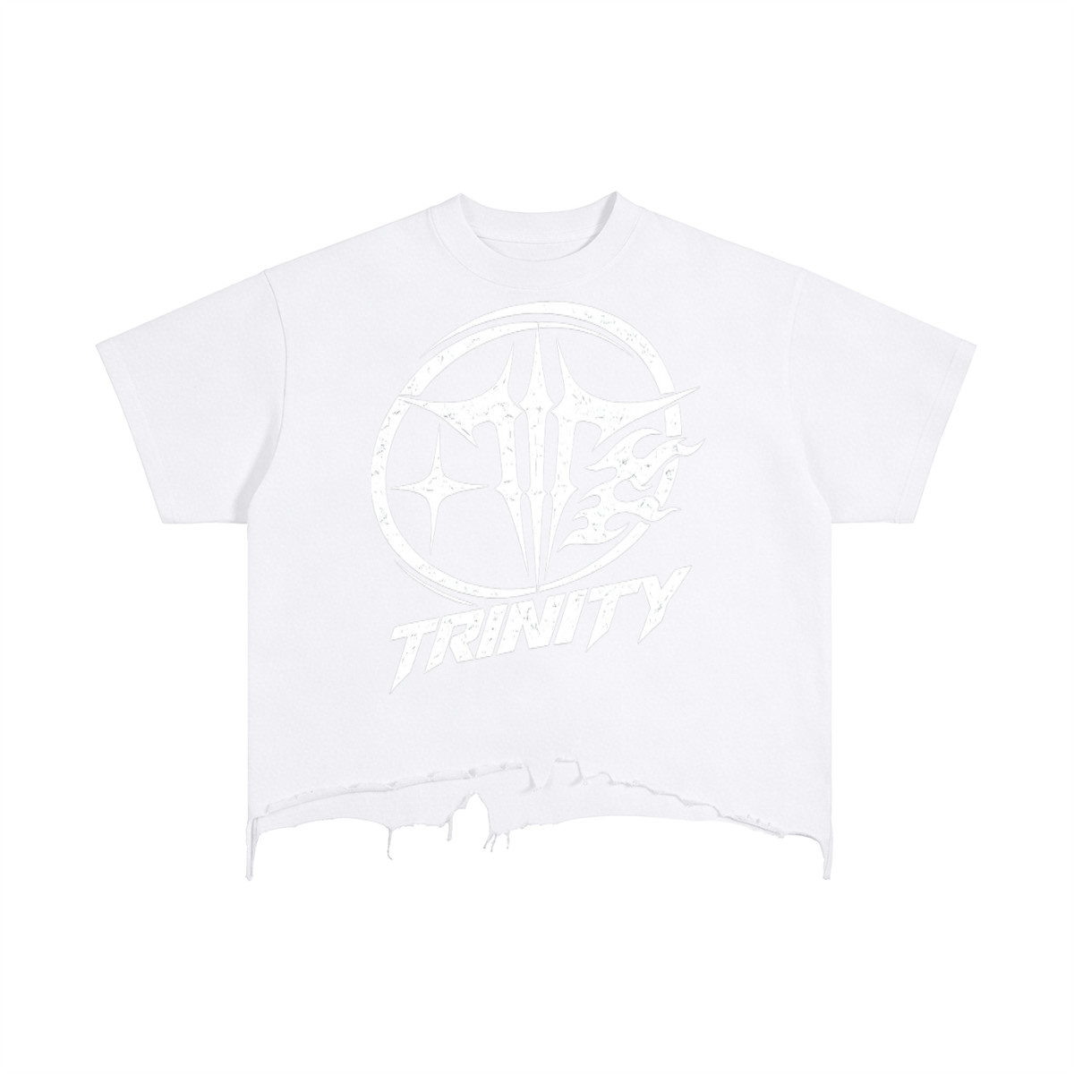 TRINITY Vintage Wash Boxy Distressed Hem T-Shirt