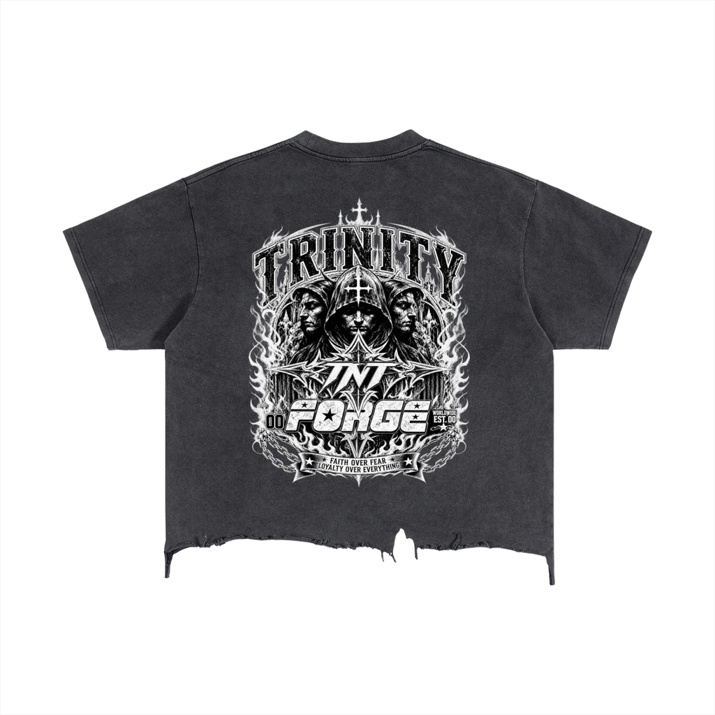 TRINITY Vintage Wash Boxy Distressed Hem T-Shirt