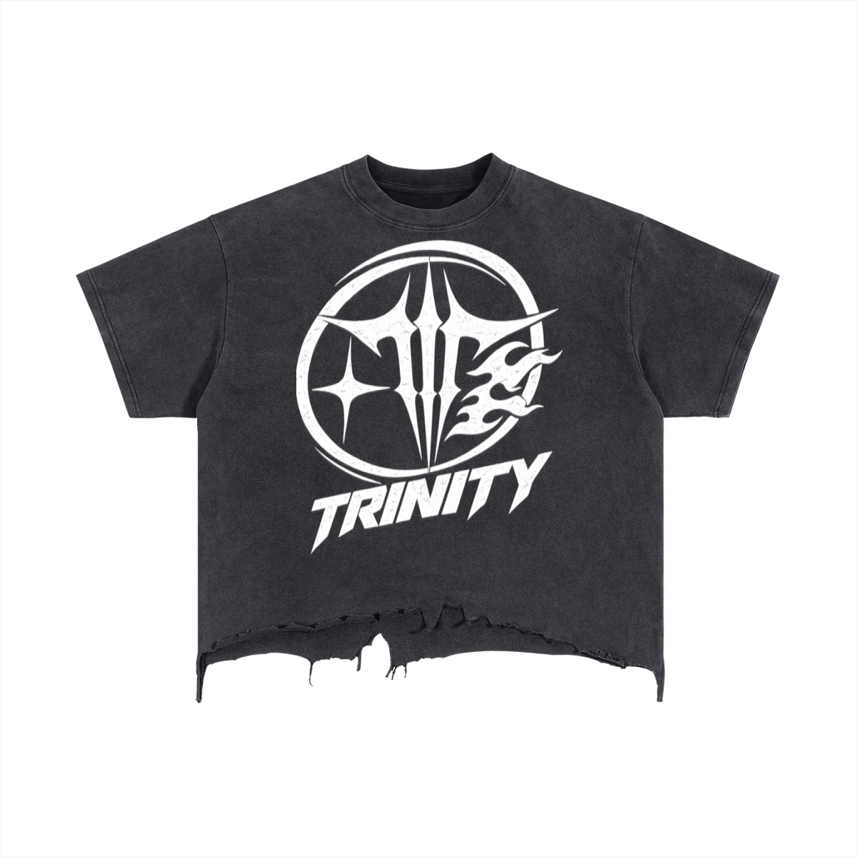 TRINITY Vintage Wash Boxy Distressed Hem T-Shirt