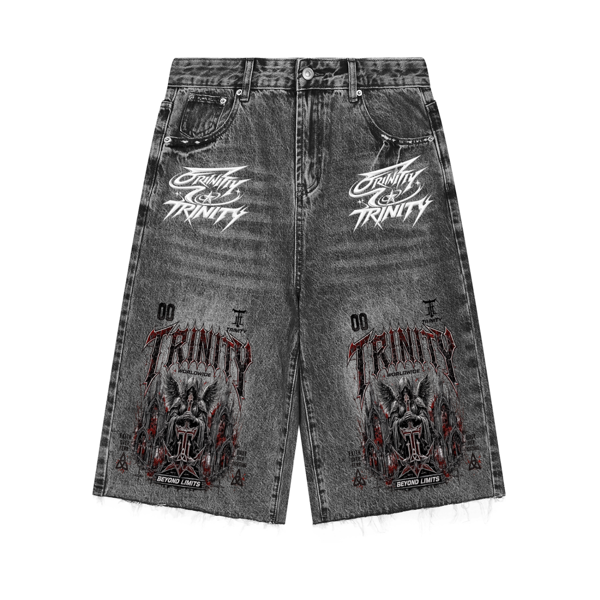 TRINITY Men’s Vintage Wide Leg Denim Shorts