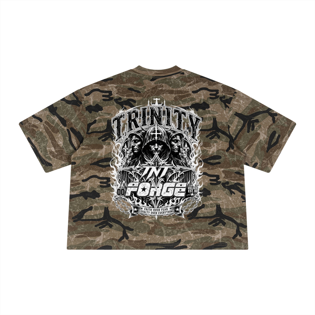 TRINITY Unisex Boxy Camo Print T-Shirt