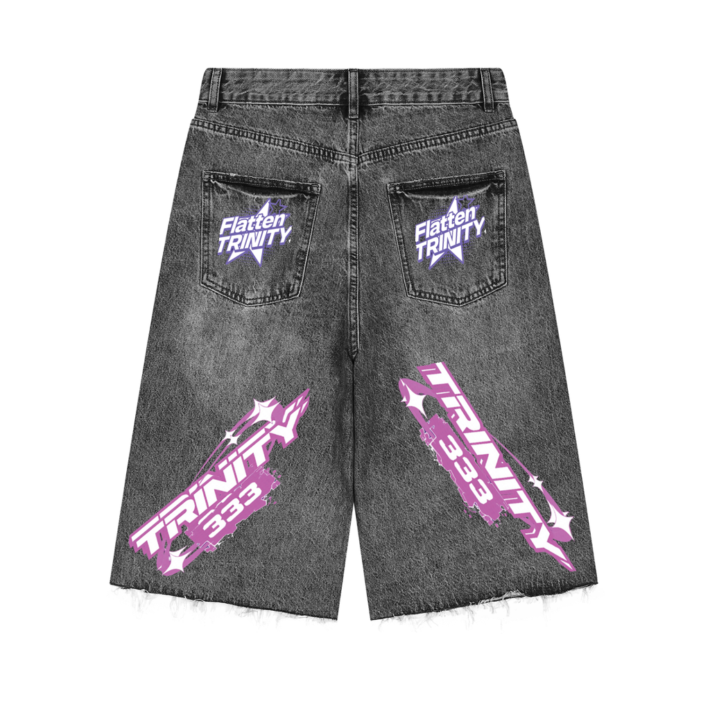 TRINITY Men’s Vintage Wide Leg Denim Shorts