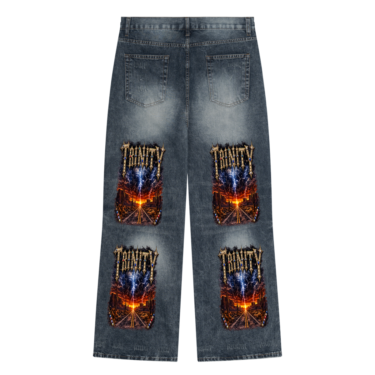 TRINITY Men's Vintage Wash Denim Jeans