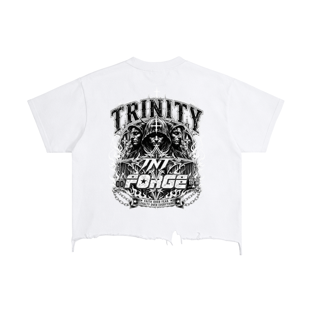 TRINITY Vintage Wash Boxy Distressed Hem T-Shirt