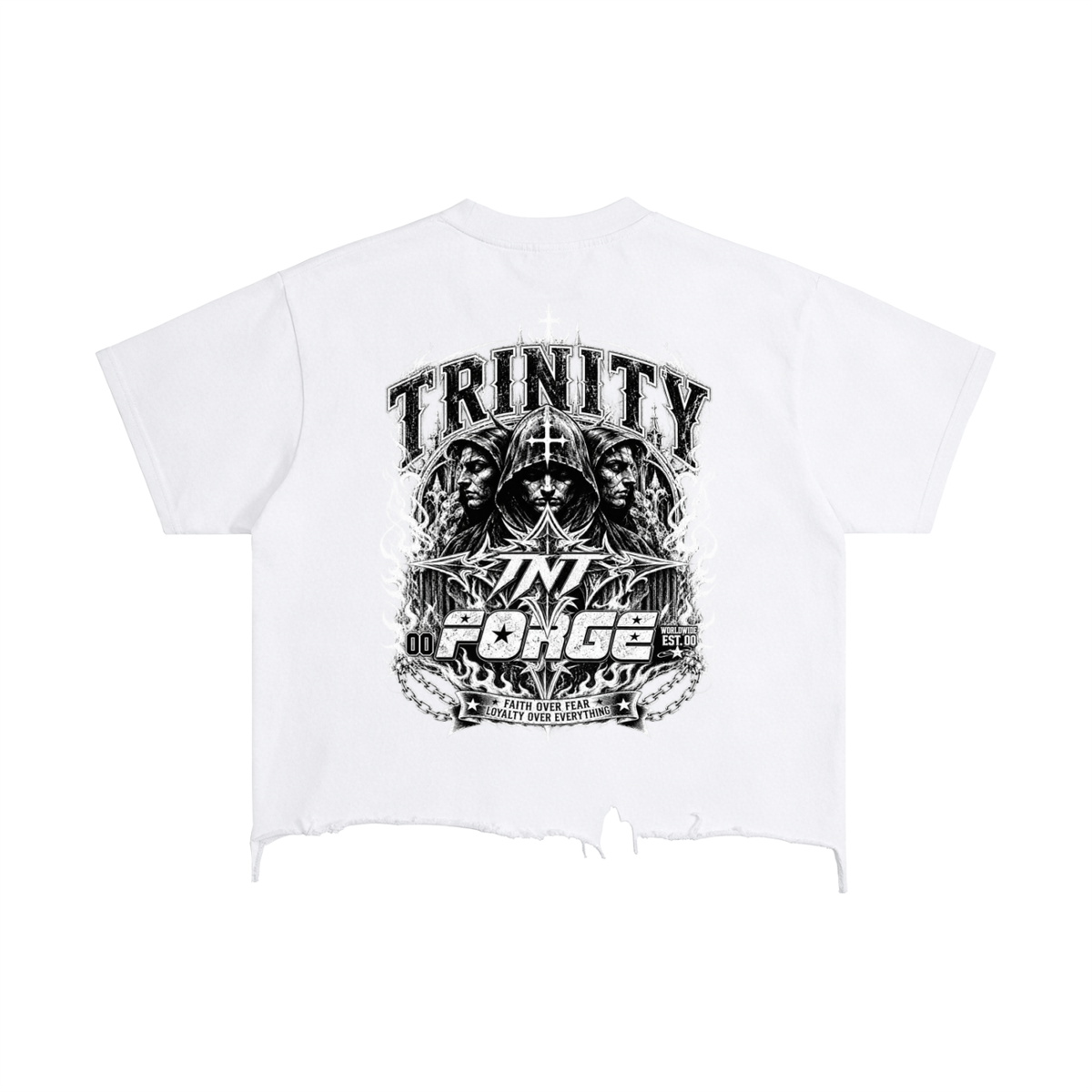 TRINITY Vintage Wash Boxy Distressed Hem T-Shirt