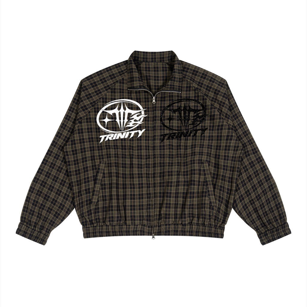 TRINITY Unisex Plaid Full-Zip Track Jacket