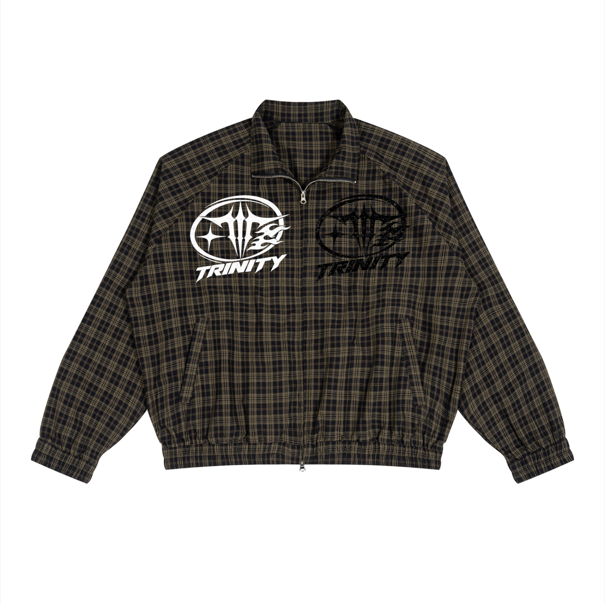 TRINITY Unisex Plaid Full-Zip Track Jacket