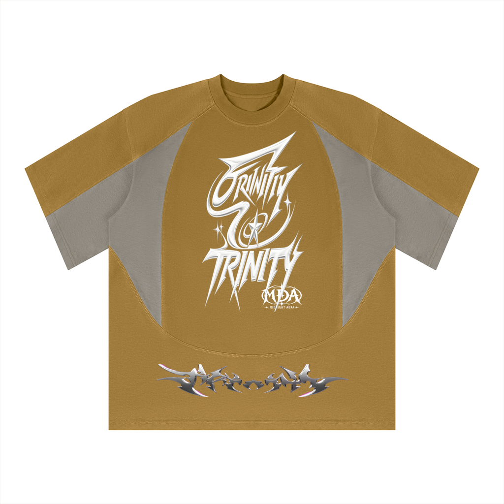 TRINITY X MIDNIGHT AURA Unisex Color Block Paneling T-Shirt