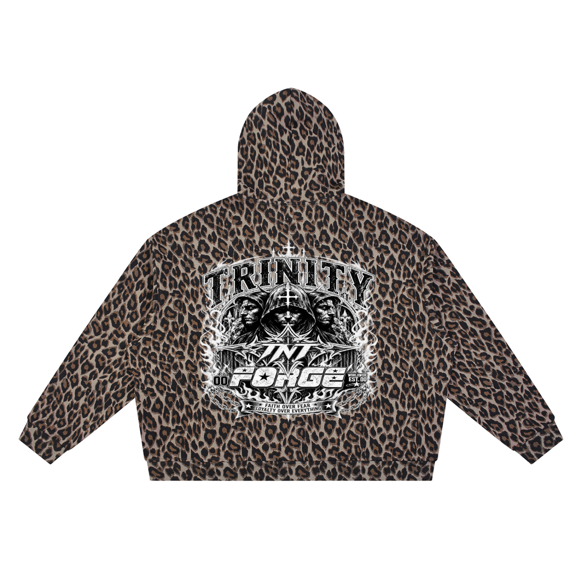 TRINITY X MIDNIGHT AURA Unisex Leopard Full Zip Hoodie