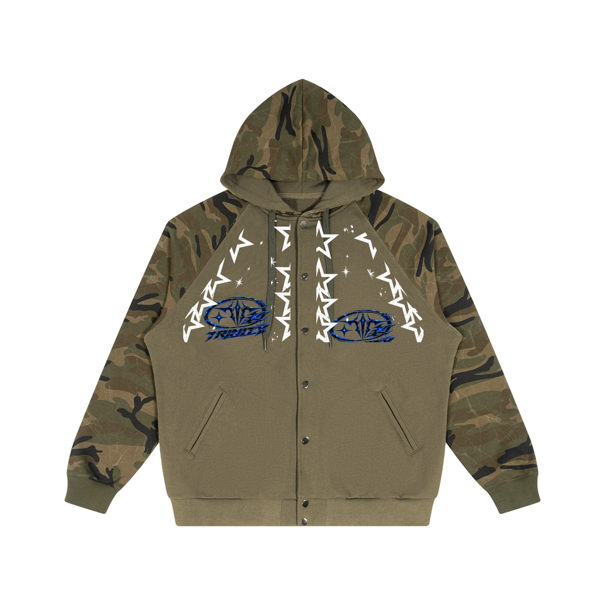 TRINITY Unisex Camo-Splice Raglan Zip Hoodie