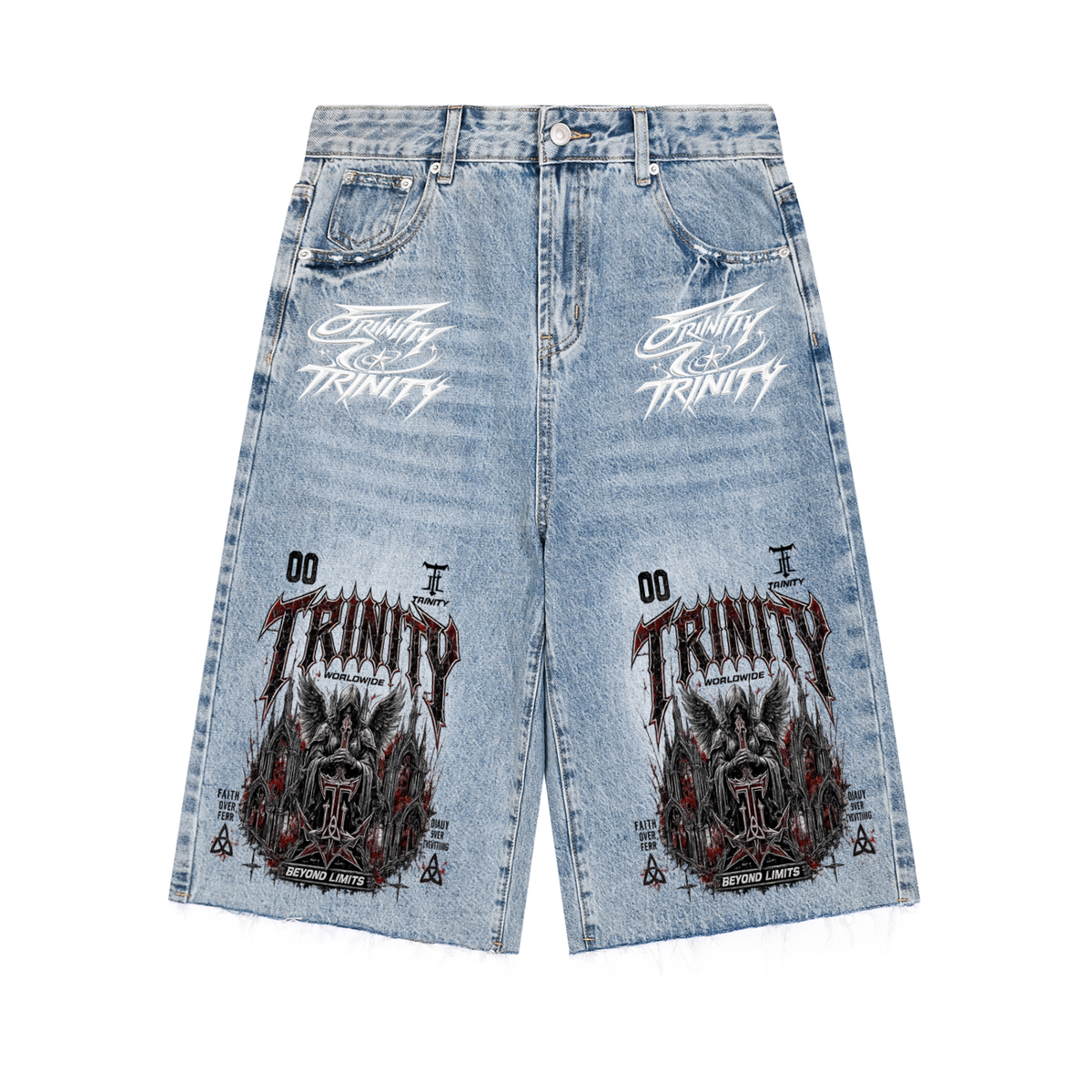TRINITY Men’s Vintage Wide Leg Denim Shorts