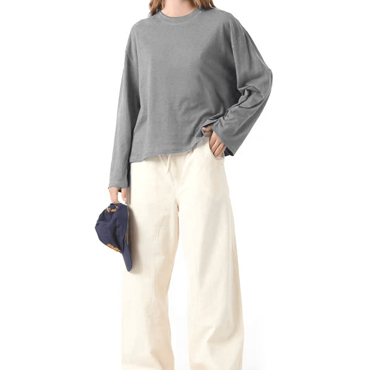 Unisex Heavyweight 100% Combed Cotton Cropped Long-Sleeve T-Shirt (305GSM)